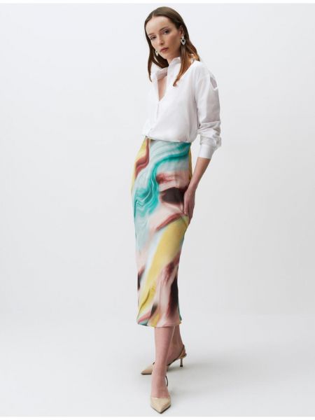 Saténová dlhá sukňa s abstraktným vzorom Jimmy Key