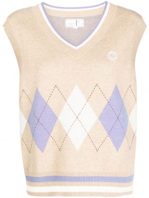 Argyle-mønstret strikket vest Chocoolate brun