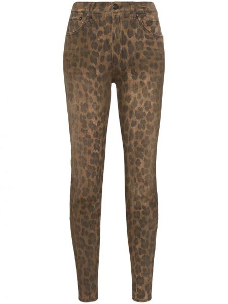 Vaqueros skinny de cintura alta con estampado leopardo R13 marrón