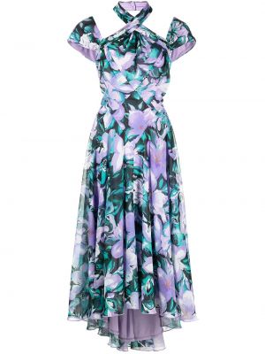 Asymmetrisk trykt floral dress Tadashi Shoji lilla