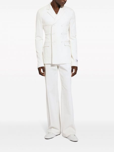 Puuvillased sirged püksid Dolce & Gabbana valge