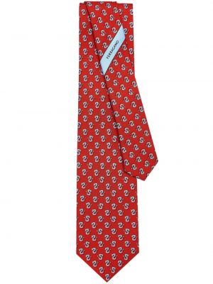 Cravatta con stampa Ferragamo rosso
