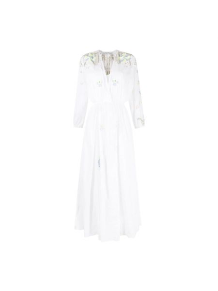 Haftowana sukienka midi Forte Forte biała