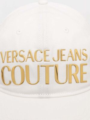 Czapka z daszkiem bawełniana Versace Jeans Couture biała