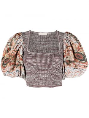 Ballonghylsa crop top i stickad Ulla Johnson brun