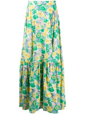 Falda larga de flores con estampado Plan C verde