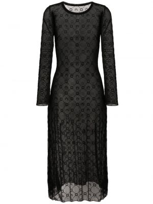Dlouhé šaty se síťovinou Marine Serre černé