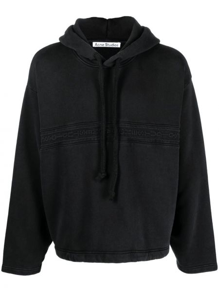 Žakardinis medvilninis džemperis su gobtuvu Acne Studios juoda