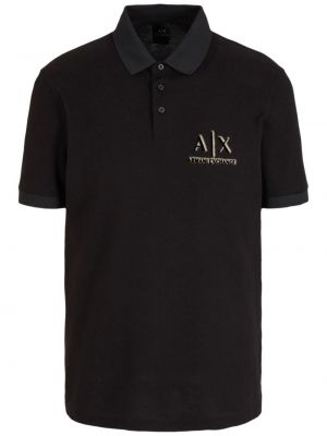 Pamučna polo majica s printom Armani Exchange crna
