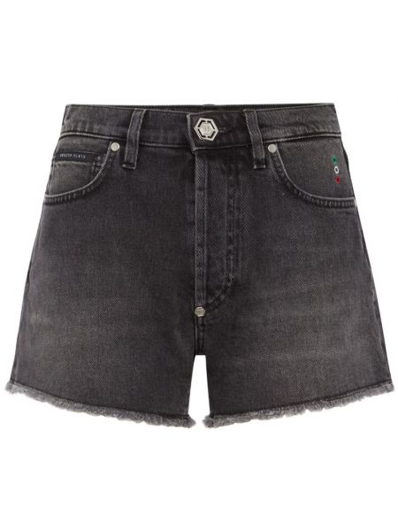 Shorts en jean avec applique Philipp Plein gris