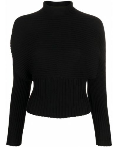 Плетен пуловер Tory Burch черно