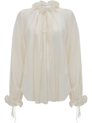 Plisirana svilena bluza Victoria Beckham bela