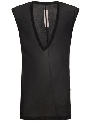 Camiseta de algodón transparente de tela jersey Rick Owens negro