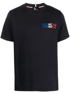 Koszulka bawełniana z nadrukiem Moncler Grenoble niebieska