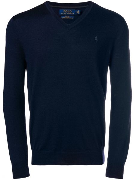 Прилепнал пуловер Polo Ralph Lauren синьо