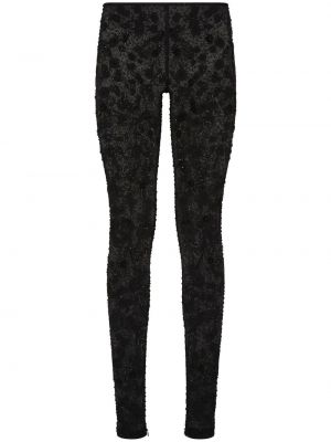 Transparenter pailletten leggings Dolce & Gabbana schwarz