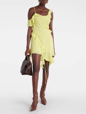 Ασύμμετρη φόρεμα με βολάν Acne Studios κίτρινο
