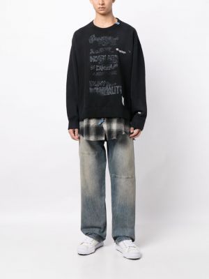 Bluza z przetarciami bawełniana Maison Mihara Yasuhiro czarna