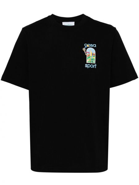 T-shirt de sport en coton Casablanca noir