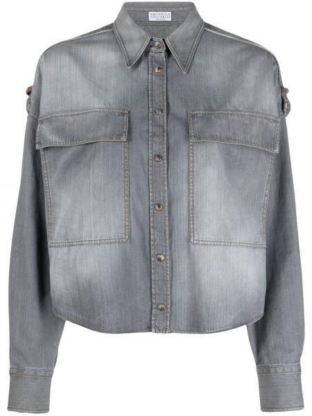 Camicia jeans Brunello Cucinelli, grigio