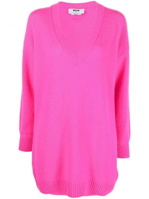 Пуловер с v-образно деколте Msgm розово