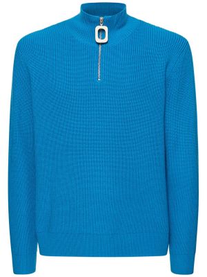 Suéter de lana con cremallera de punto Jw Anderson azul