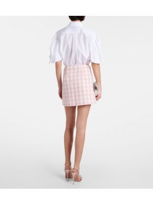 Kostkované mini sukně Self-portrait růžové