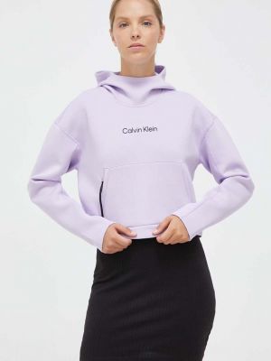 Bluza z kapturem z nadrukiem Calvin Klein Performance fioletowa