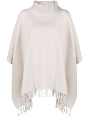 Плетен пончо с ресни Fabiana Filippi бяло