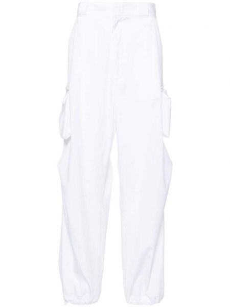Bavlněné cargo kalhoty Prada bílé