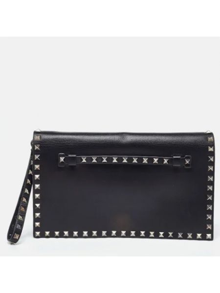 Bolso clutch de cuero retro Valentino Vintage negro