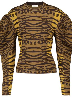 Jersey de lana de tela jersey de tejido jacquard Ulla Johnson marrón