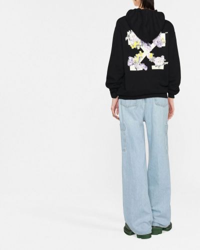 Kapučdžemperis ar ziediem ar apdruku Off-white