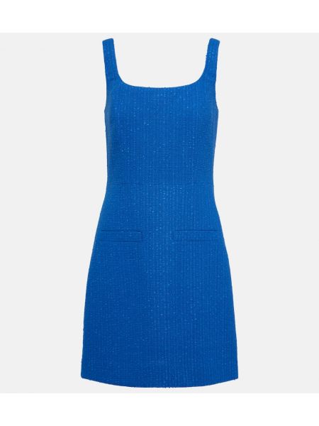 Sukienka bawełniana tweedowa Veronica Beard niebieska