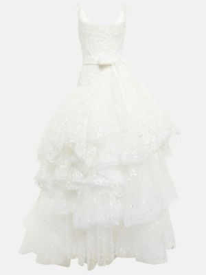 Dlouhé šaty s výšivkou Vivienne Westwood bílé