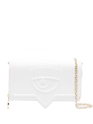 Kožna clutch torbica Chiara Ferragni bijela