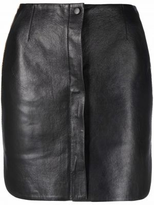 Kožená sukně s vysokým pasem Nanushka - černá