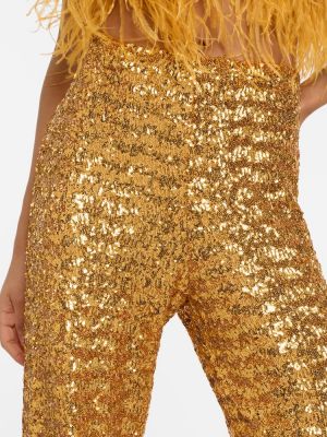 Pantaloni cu pene cu croială lejeră Oseree auriu