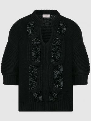 Черный свитер с аппликацией Agnona