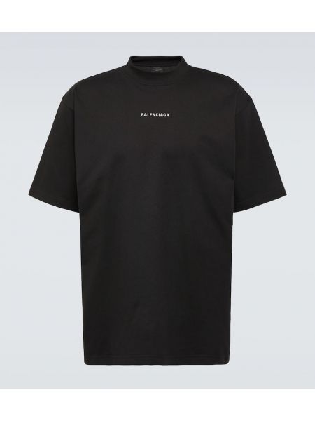 Βαμβακερή μπλούζα από ζέρσεϋ Balenciaga μαύρο