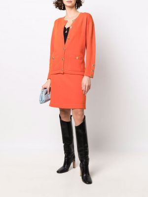 Jupe taille haute en cachemire Chanel Pre-owned orange