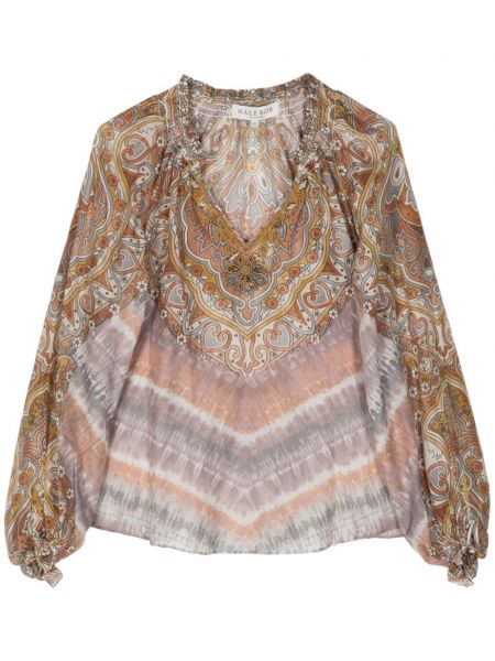 Bluse mit stickerei mit print Hale Bob beige