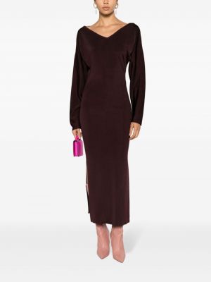 Midi šaty s výstřihem do v Lanvin fialové