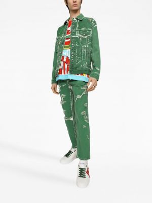 Rebitud kitsa lõikega teksapüksid Dolce & Gabbana roheline
