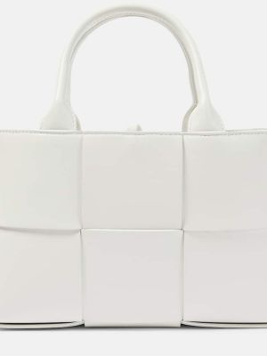 Kožená nákupná taška Bottega Veneta biela