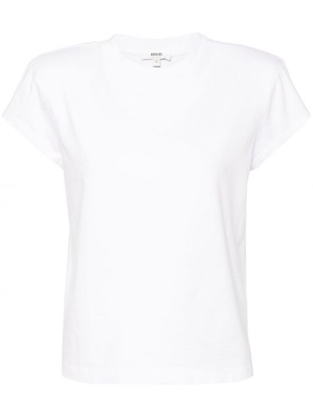 Kokvilnas t-krekls ar plecu spilventiņiem Agolde balts
