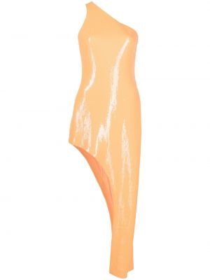 Asymetrické flitrované koktejlkové šaty David Koma oranžová