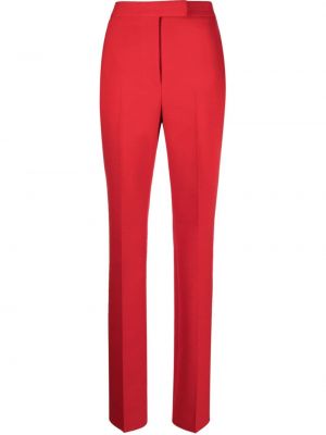 Vlněné rovné kalhoty Ferragamo červené