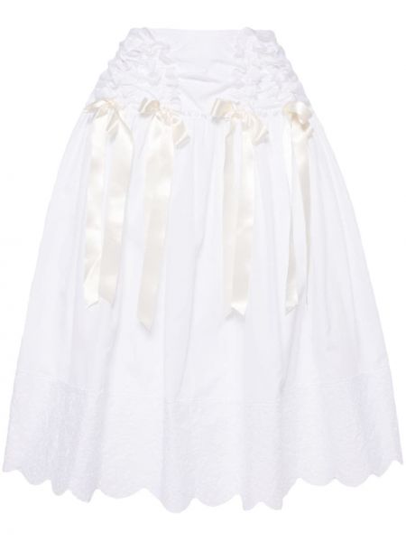 Βαμβακερή φούστα με φιόγκο Simone Rocha λευκό