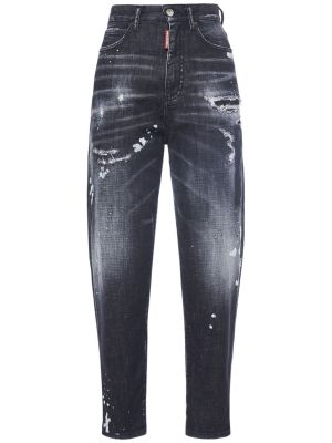 Obnosené džínsy s vysokým pásom Dsquared2 čierna